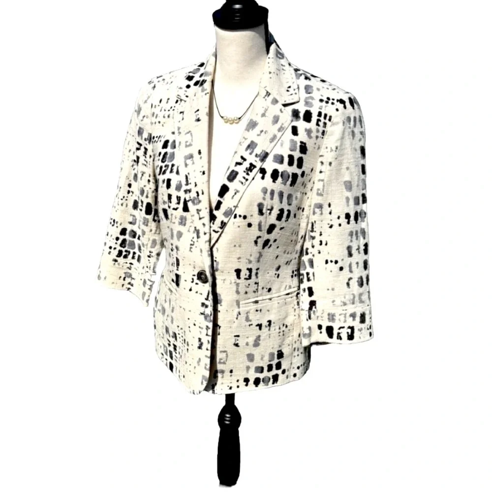 ⭐️3/$12⭐️Coldwater Creek Women's Black and Cream Blazer - Picture 1 of 3